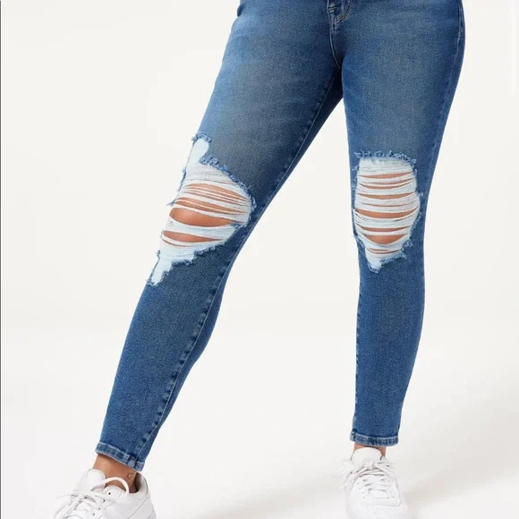 GOOD AMERICAN GOOD WAIST CROP SHADOW POCKETS | BLUE632 SIZE 15 - Picture 3 of 4